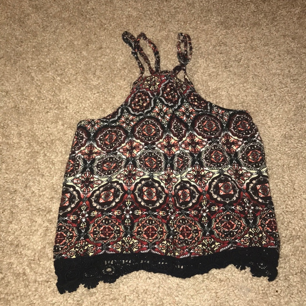 Patterned Crop Top with Open Back